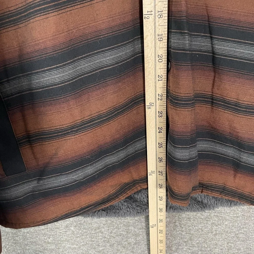 Kuhl JOYRYDR Jacket Mens XL Brown Stripe Hooded Sherpa Lined Snap Front 7478 - Picture 3 of 8